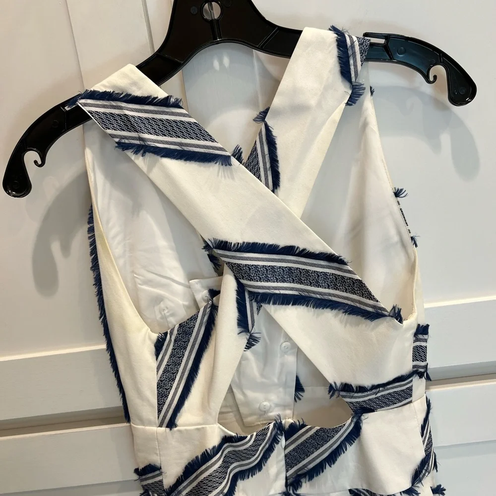 Milly White Dress with Blue Embroidery - Picture 4 of 9